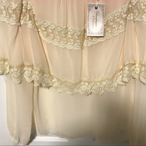 Champagne & Strawberry: Women's Boho Layer Blouse - Picture 4 of 10